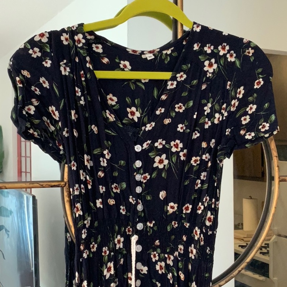 Navy blue floral maxi dress size small/medium